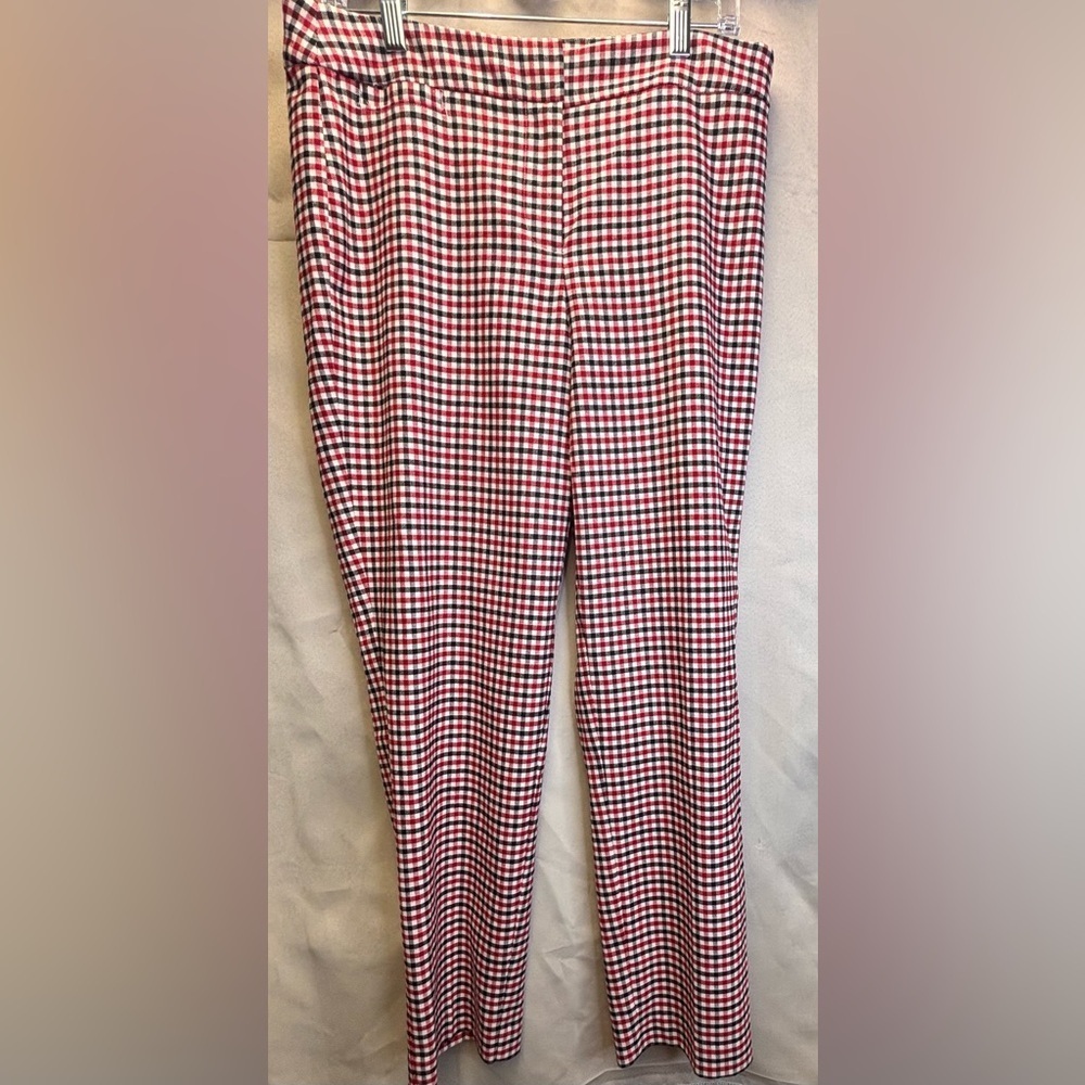 Talbots Hampshire Curvy Fit Ankle Gingham Pants Red/Black/Cream Size 8
